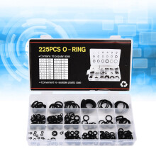 Set di O-Ring in gomma da 225 pezzi, custodia, 5,2 pollici, nero