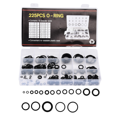Set di O-Ring in gomma da 225 pezzi, custodia, 5,2 pollici, nero 1