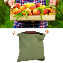 Leather Canvas Foraging Pouch Belt Fruit Picking Bag for Camping Fruit CollectingArmy Green