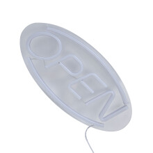 Insegna al neon OPEN alimentata tramite USB, lunghezza 2 m, blu/rosso, dimensioni 45 x 22 x 1,5 cm.