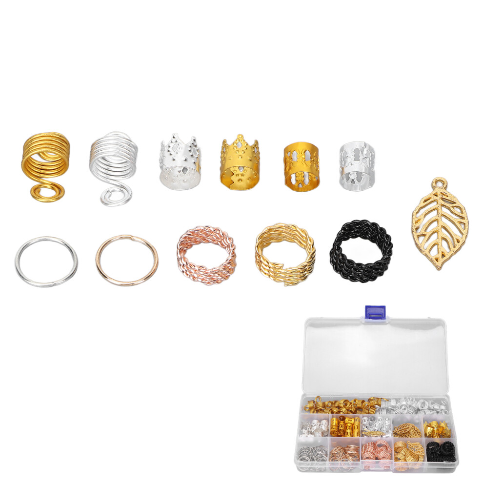 Unisex 200Pcs Hair Braiding Beads Diy Dreadlocks Hair Tube Cuffs Beads Hair Accessories For Hair Clip Decoration