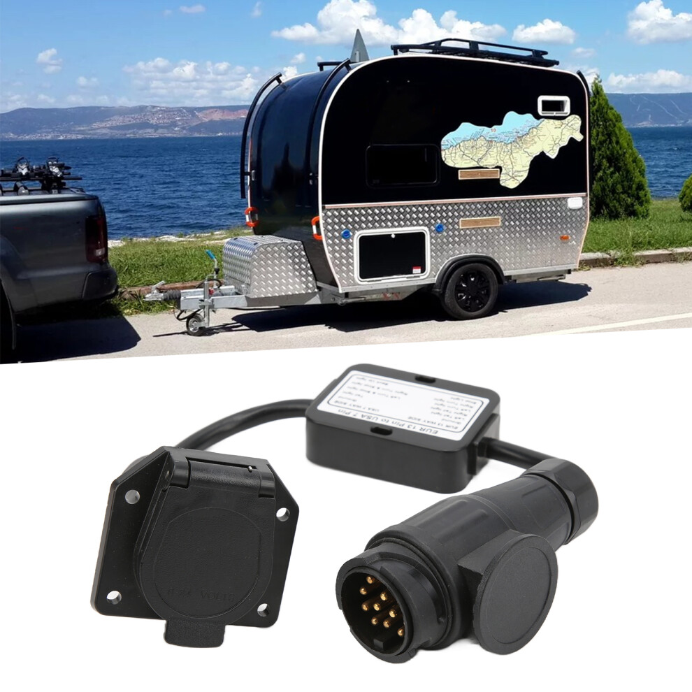 European 13 Pin To American 7 Way Plug Round Connector Trailer Electrical Converter Light 6941322145052