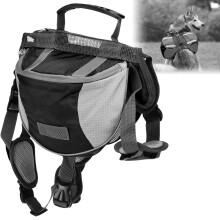 Borsa a sella per cani da trekking con cinghie regolabili e tasche laterali Nero M