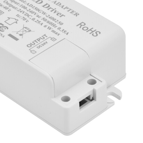 Alimentation LED 24 V 0,25 A 6 W, 76  38  23 mm, étanche 2