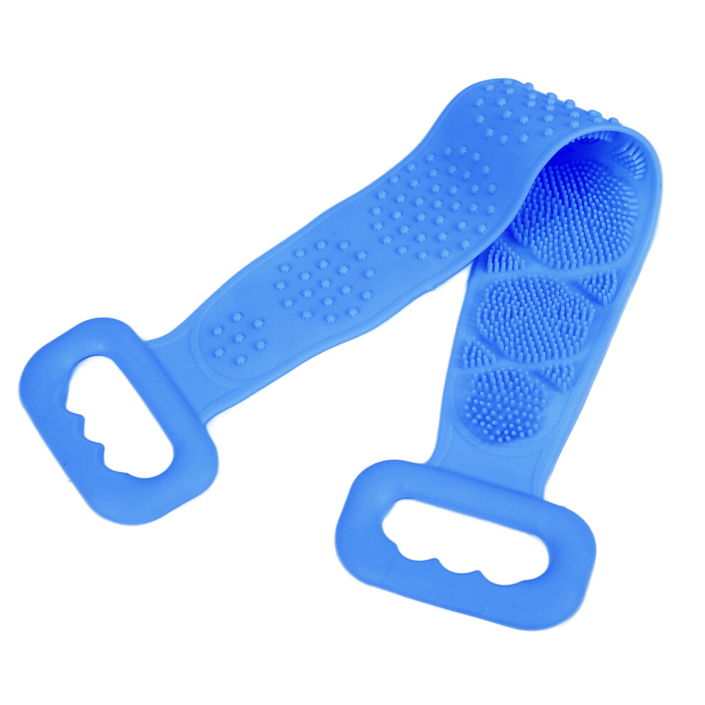 Silicone Bath Body Brush Tough Strong Tensile Strength Hangable Back Cleaning Bath StrapBlue