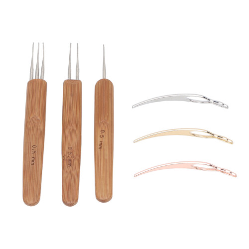 0,5 mm ensemble de crochets pour dreadlocks L bambou+alliage