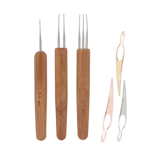0,5 mm ensemble de crochets pour dreadlocks L bambou+alliage 1