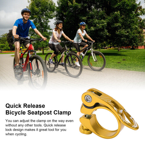 Collier de tige de selle 34,9 mm à serrage rapide en aluminium doré 2