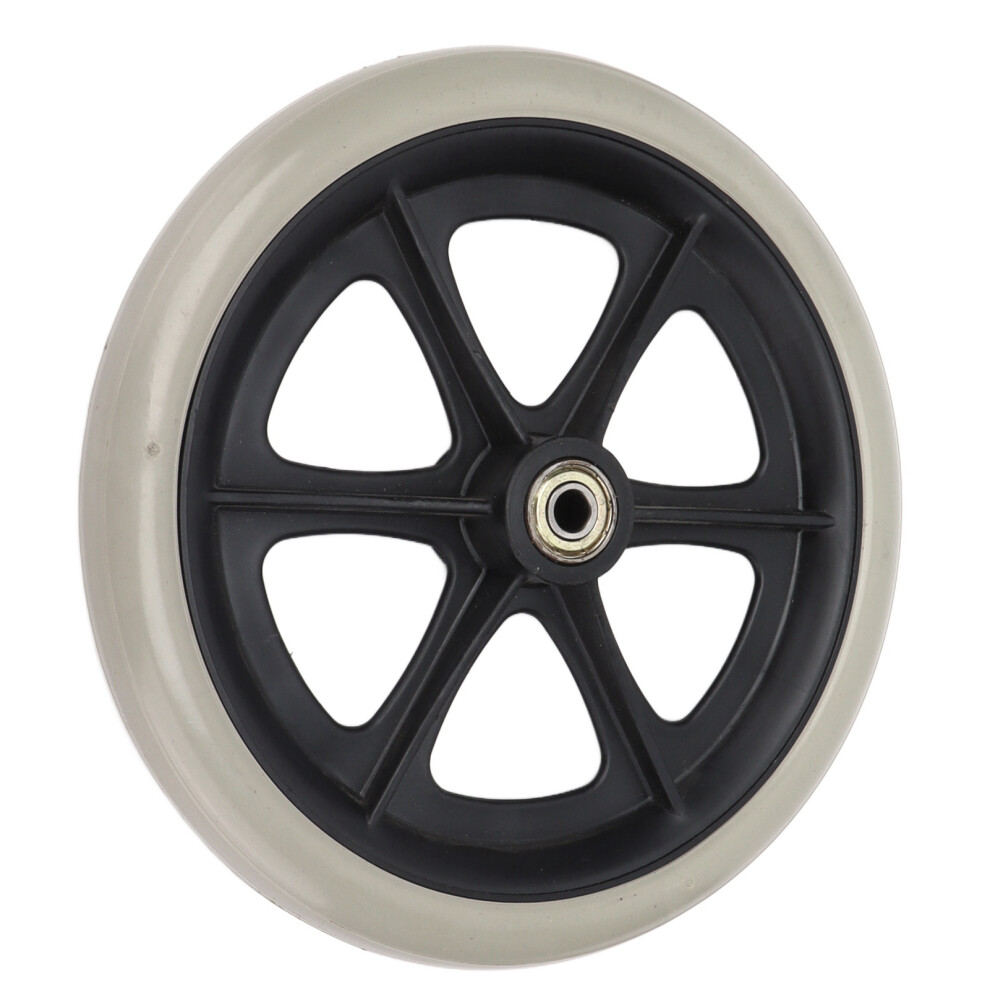 Grey Wheelchair Wheel 8In Pu Walker Caster Replacement Skidproof With Ball Bearing