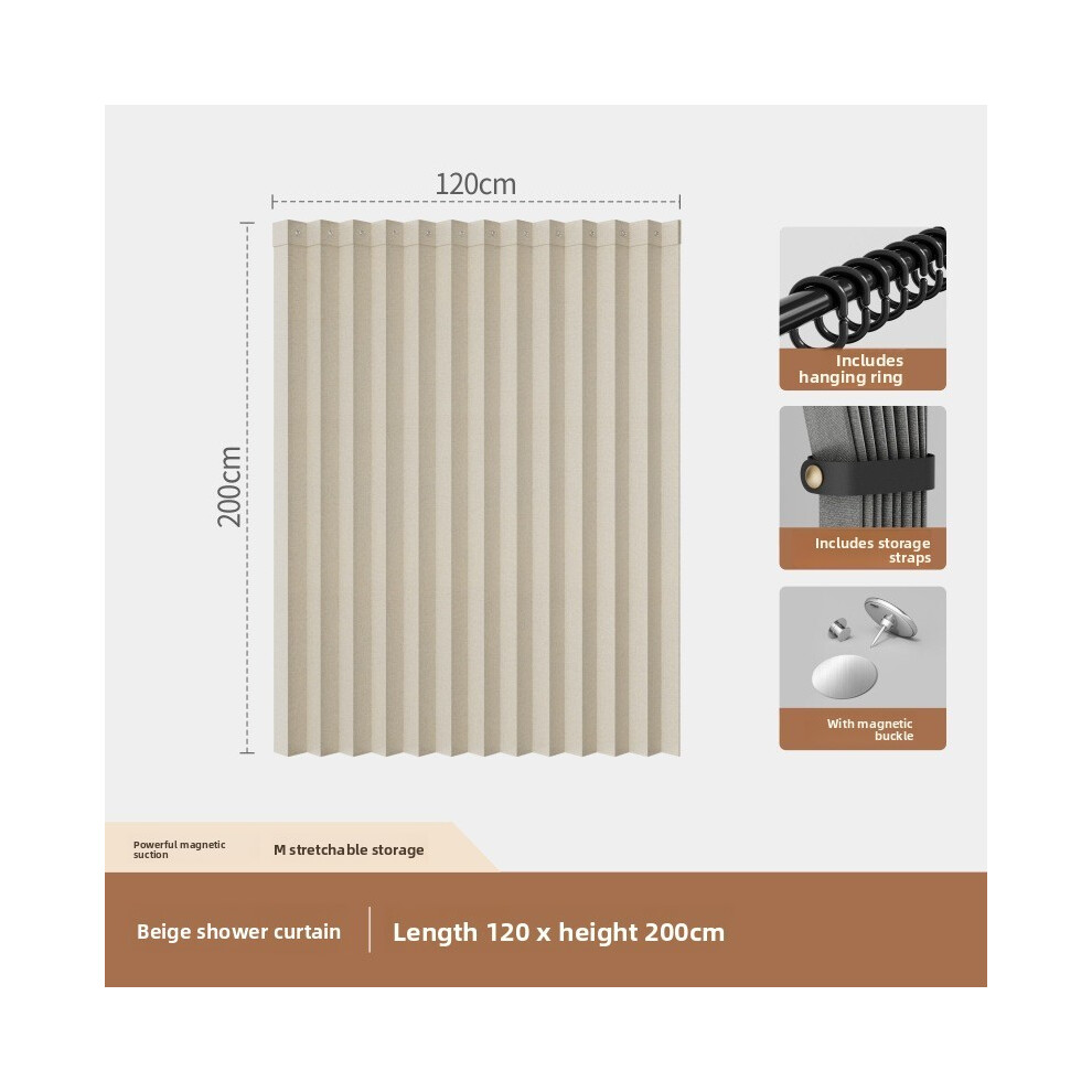 (Wide 120cm)Ensemble de rideaux de douche imperméables pliables porte douce pour décoration maison salle de bain