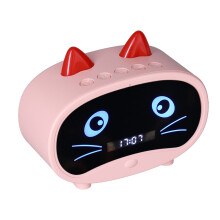Haut-parleur rose en forme d’oreilles de chat miniatures avec double réveil, portable & coloré pour la chambre