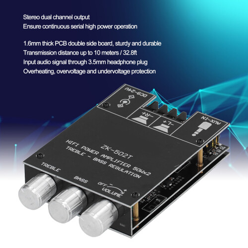 ZK-502T 2x30W+30W 4Ω Bluetooth 5.0 Carte d'amplification 2