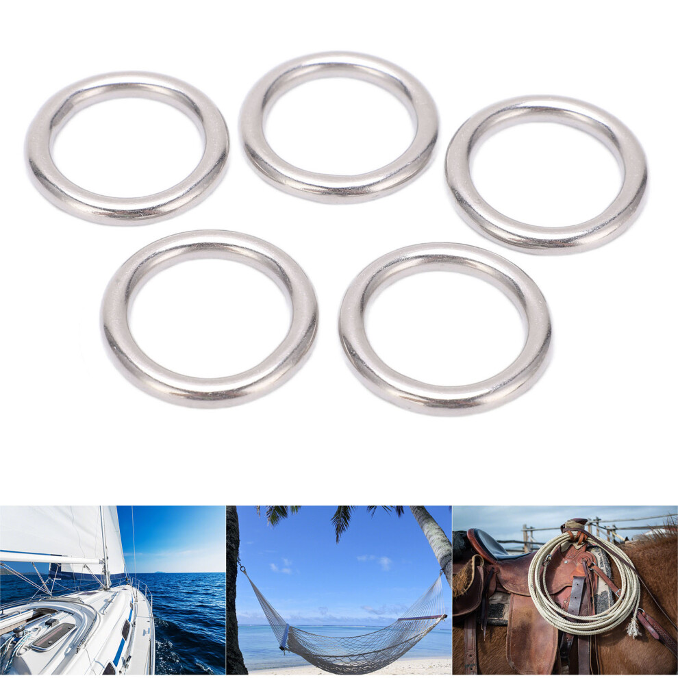 5Pcs 304 Stainless Steel Round O Rings Multi Purpose Seamless Welded Metal O Ring For Sailing Diving5x25mm 4311322161666
