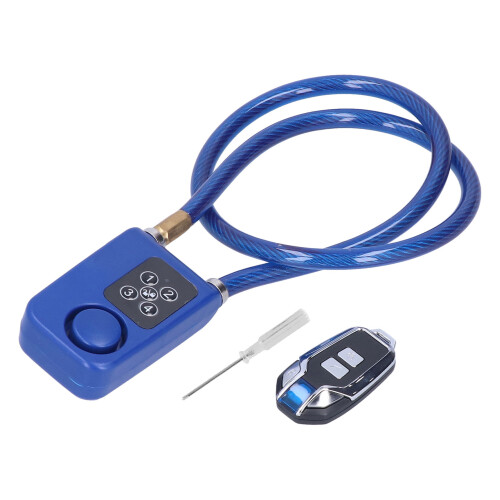 Câble antivol bleu avec alarme, code à 4 chiffres, longueur 80 cm 1