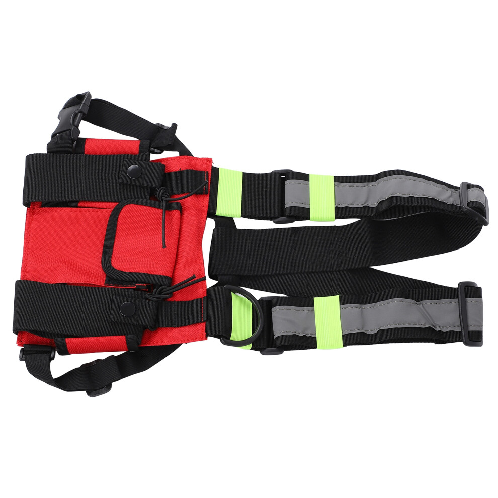 Multifunctional Nylon Waterproof Chest Bag Reflective Safety Tooling Vest for Outdoor(Red Fluorescent Green )-image-OPC-PHVXBP8-NEW