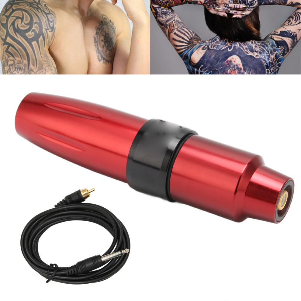 Motor Tattoo Machine Aluminum Alloy Liner Shader Tattoo Machine Pen with Clip Cord (RCA Interface)Red