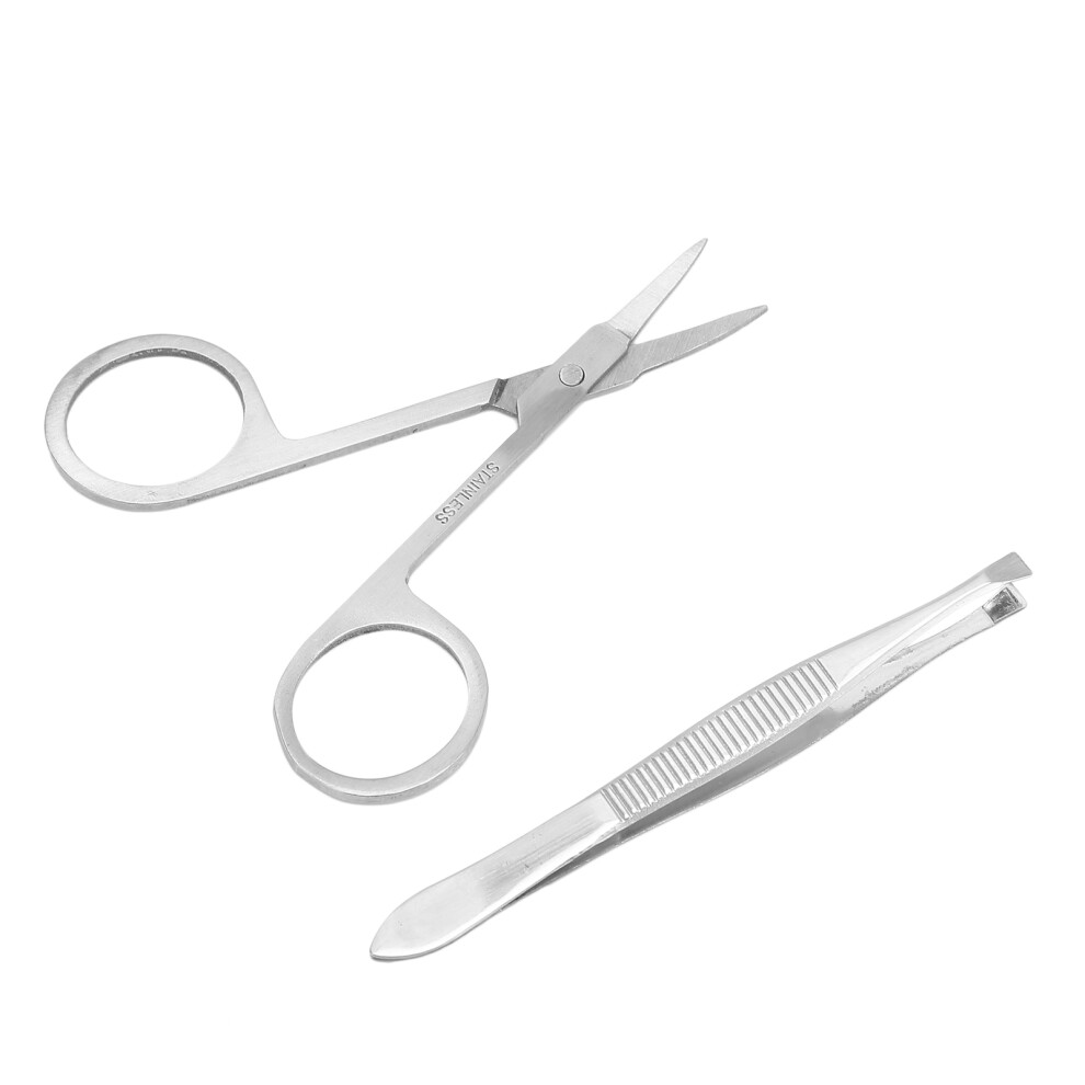 Nose Hair Tweezers Scissors Set Include Nose Hair Trimming Tweezers Curved and Rounded Nose Hair Scissors