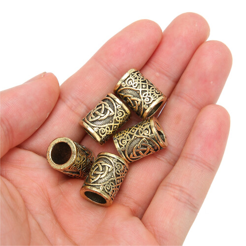 Set di 5 perline per barba in argento antico, accessori per barba da uomo, gioielli 2