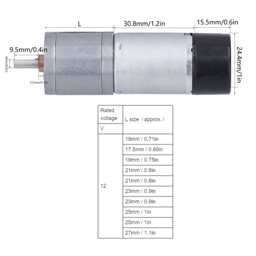 JGA25-371DC12V 1360 tr/min Moteur à codeur, 25 mm argenté 2