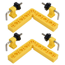 Serre-joints de menuiserie réglables à angle droit, 2 jeux, gabarits d’angle pour épissage (jaune)