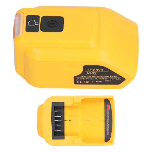 DCB090 Chargeur 14-22 V, 5 V 2,1 A / 12 V 2 A, Jaune 2