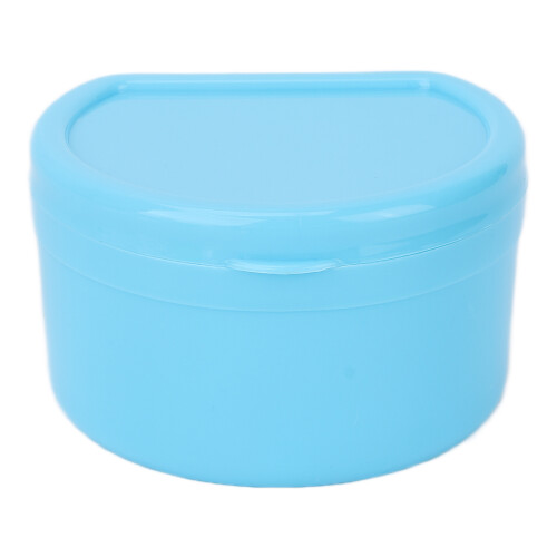 Scatola portatile per dentiera in plastica, celeste chiaro. 1