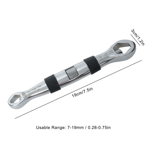 Clé à molette réglable 23 en 1, 7-19 mm, 19x3 cm, chromée 2