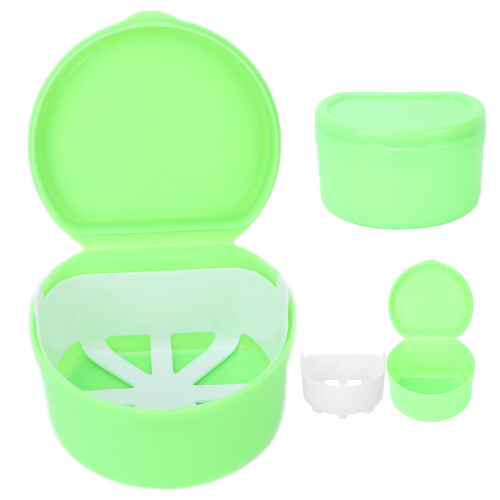 Boîte portable verte pour prothèses dentaires, format voyage