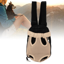 Porte-chien en nylon beige, taille L, sur le torse