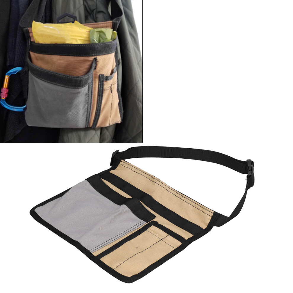 Tool Waist Bag Lightweight Multi Pocket Oxford Cloth Waist Tool Pouch for Garden Climbing Outdoor(Grey Khaki )
