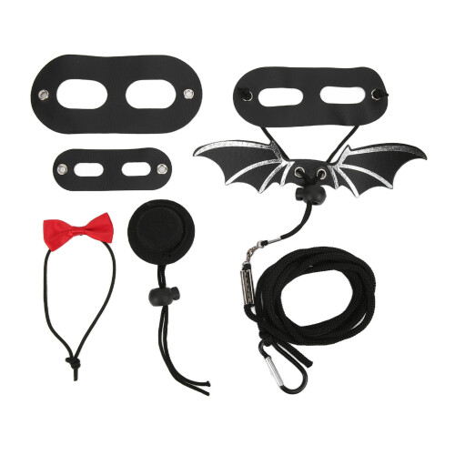 Imbracatura e guinzaglio per rettili, Taglia S, Nero/Rosso, Set cappello e papillon 1