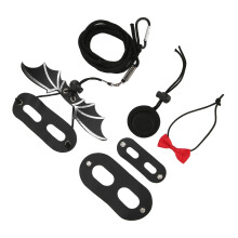 Imbracatura e guinzaglio per rettili, Taglia S, Nero/Rosso, Set cappello e papillon