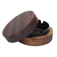 Portacenere in legno compatto con coperchio 10,44,5 cm Nero 210 g