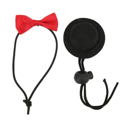Imbracatura e guinzaglio per rettili, Taglia S, Nero/Rosso, Set cappello e papillon 2