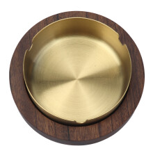 Portacenere in legno antivento dorato 10,4  4,5 cm 210 g