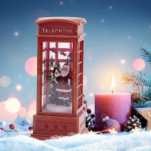 Christmas Telephone Box Luminous Lantern Christmas Snowing Lantern For Christmas Table Living Room Study Decoration