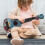 Mini ukulele di plastica 43x14cm blu giocattolo 4