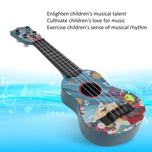 Mini ukulele di plastica 43x14cm blu giocattolo 2