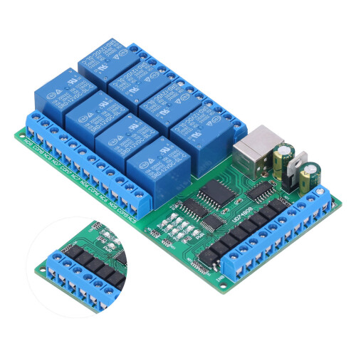 UD74B08 Scudo relè USB a 8 canali 12 V CC, 10 A 2