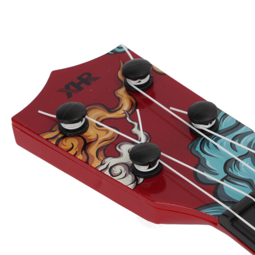 Ukulele giocattolo rosso in plastica mini 43x14 cm per bambini 3+ anni 2