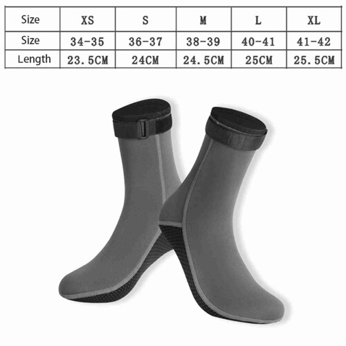 Calzini da immersione in neoprene da 3,0 mm, XS-XL, Nero/Grigio 1