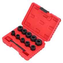 Set di 11 estrattori di viti da 9 a 19 mm in acciaio CV nero