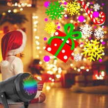 Xmas Light Projector with 16 Pattern Slide LED Projection Lamp for Xmas Party Projector Lights Party Decoration