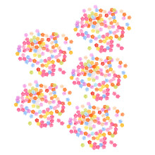 Boutons fleurs à cinq pétales 500 pièces couleur bonbon