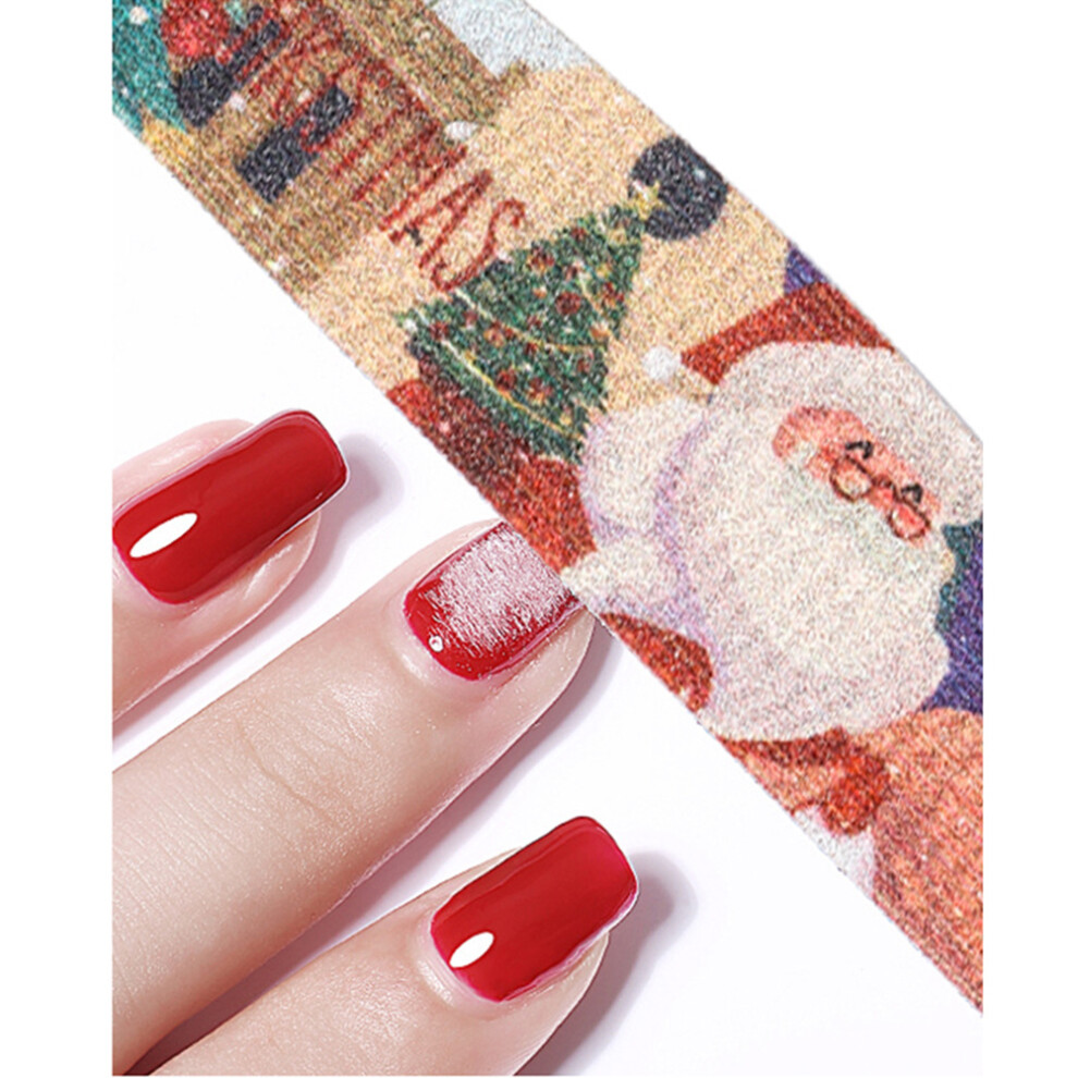 5Pcs Christmas Nail File Nail Art Multi Grit Nail Buffer Block Manicure Files Gel Polish Remover Nail Care Tool