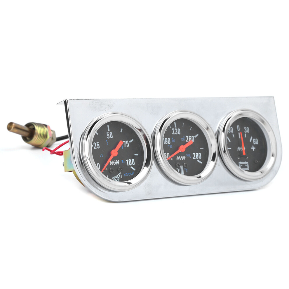 2In Triple Gauge Set 3ÂInâ1 Water Temp Oil Pressure Amp Meter Universal For 12V Car Boat Truck 4241322203830