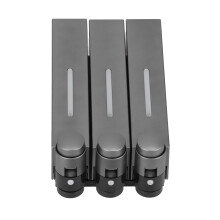Dosatore di sapone da parete a 3 camere in ABS nero