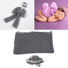 Wrap fotografico per neonati in mohair 0-3 mesi, swaddle grigio