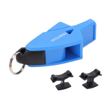 Sifflet sportif en plastique bleu, clips à deux doigts