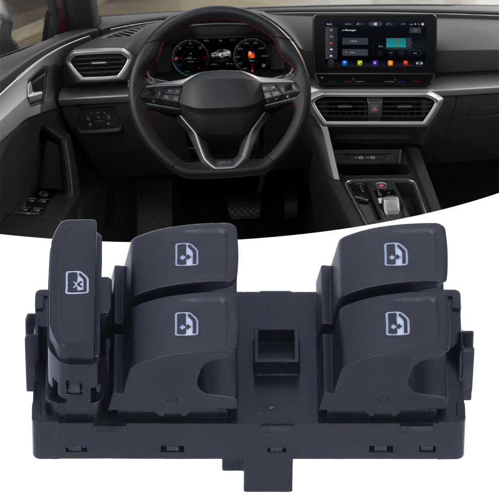 Door Window Master Control Switch 5G0 959 857 D Replacement For Seat Leon 2020 Black 6901322207242
